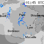 Image radar des précipitations France 03:00 UTC