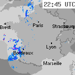 Image radar des précipitations France 00:00 UTC