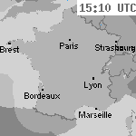 Image radar des pr&eacute;cipitations France 16:40 UTC