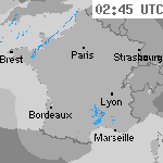 Image radar des pr&eacute;cipitations France 04:00 UTC