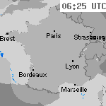 Image radar des pr&eacute;cipitations France 07:55 UTC