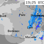 Image radar des pr&eacute;cipitations France 20:55 UTC