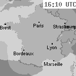 Image radar des pr&eacute;cipitations France 17:40 UTC