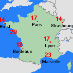 Prévisions lun, 22.09. France