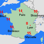 Pr&eacute;visions lun, 13.04. France