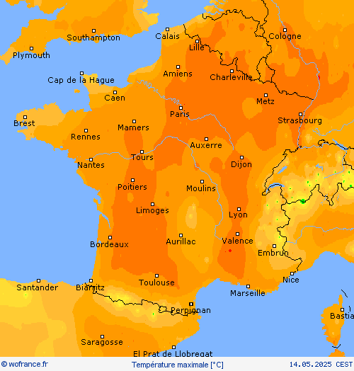 Température maximale Cartes de prévision