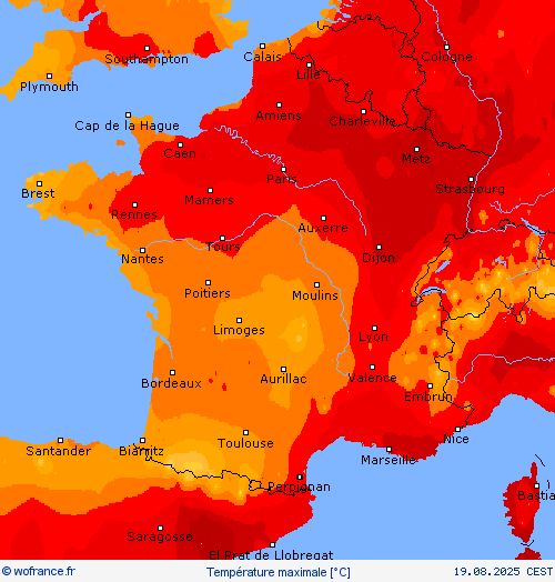 Température maximale Cartes de prévision